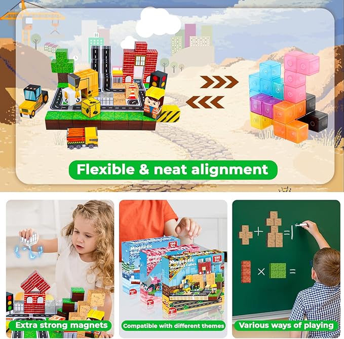 100PCS Magnetic Blocks, Magnet - Magnetic Building Tiles Set 100Pcs review and price