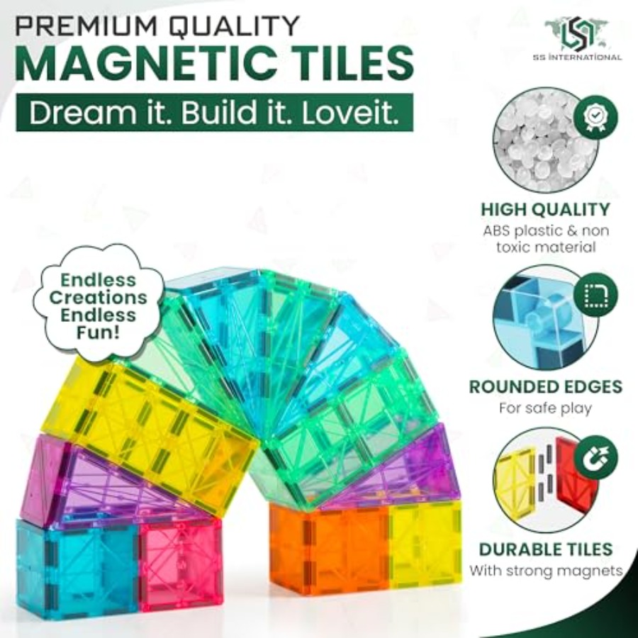 Magnetic Tiles Construction Se - Magnetic Building Tiles Set 100Pcs review and price