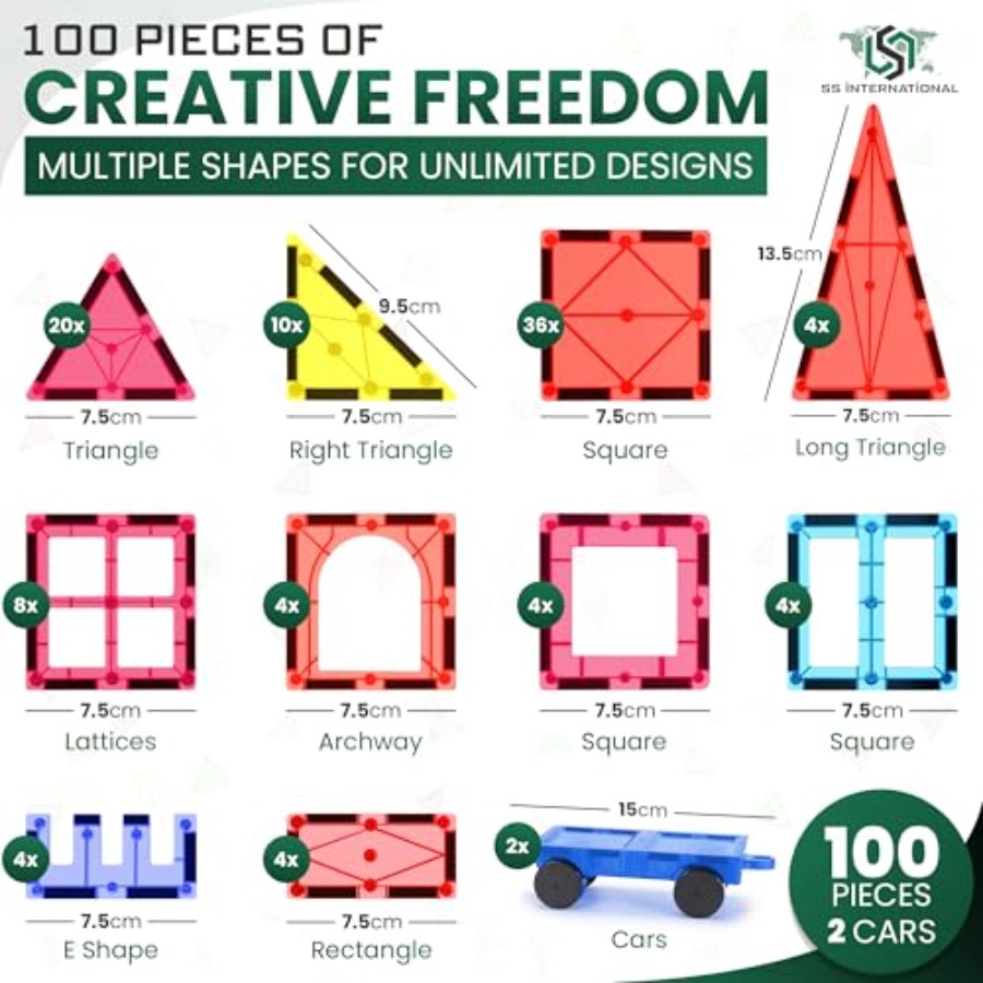 Magnetic Tiles Construction Se - Magnetic Building Tiles Set 100Pcs review and price