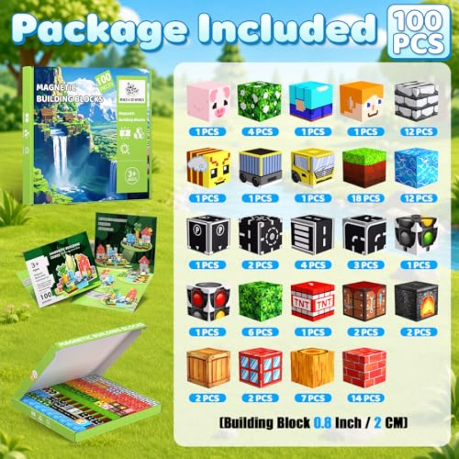100PCS Magnetic Blocks, 0.8 in - Magnetic Building Tiles Set 100Pcs review and price